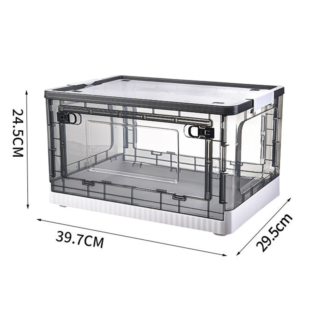 Storage Box Side Doors Clear Large Capacity Container with Wheel for Home Office Tea White 3 Door 27L