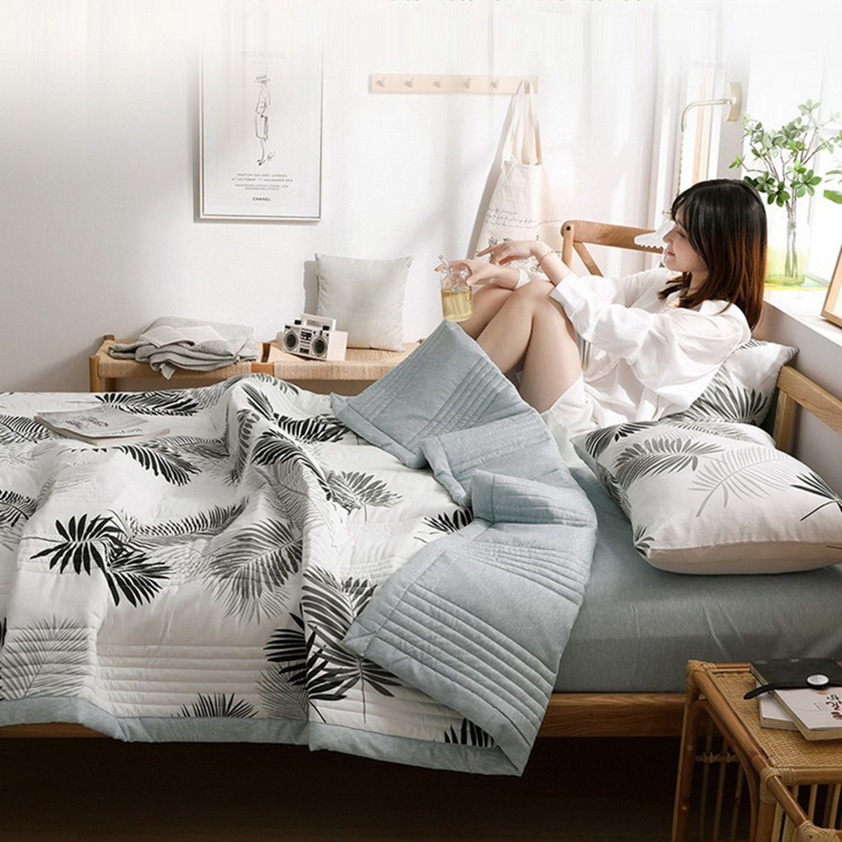 Air Conditioner Quilt Washable Cotton Lightweight Quilt Summer Comforter for Children Adult Type 1 150x200cm