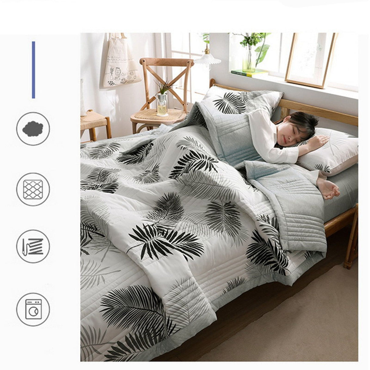 Air Conditioner Quilt Washable Cotton Lightweight Quilt Summer Comforter for Children Adult Type 1 150x200cm