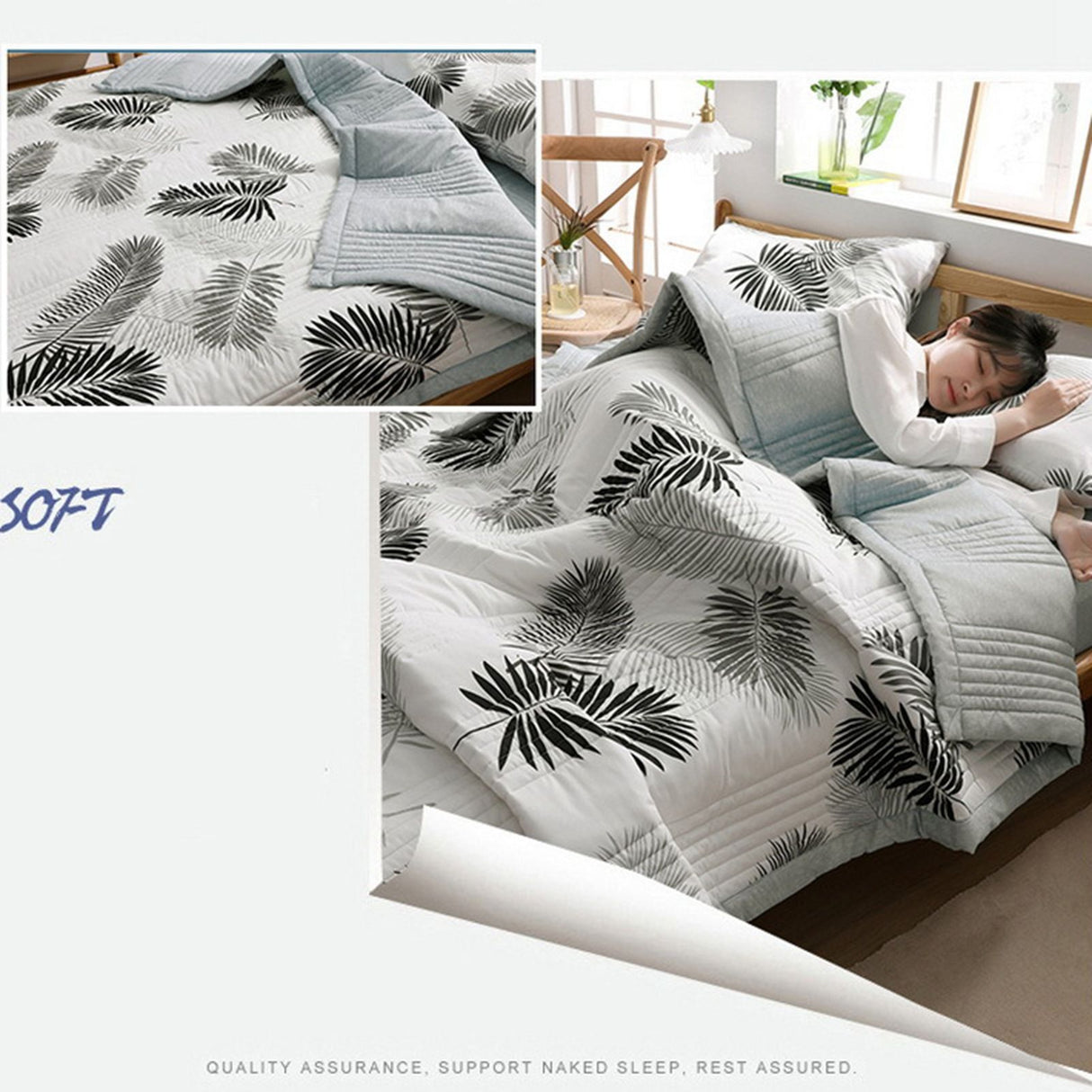 Air Conditioner Quilt Washable Cotton Lightweight Quilt Summer Comforter for Children Adult Type 1 150x200cm