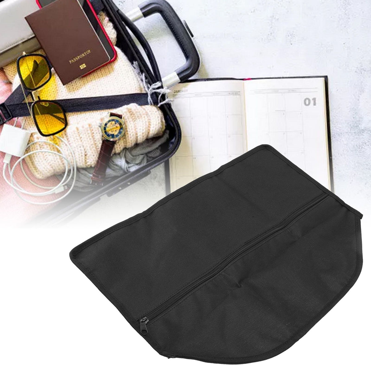 Hanger Diversion Safe 600D Oxford Cloth Hidden Pocket Safe Fits Under Hanging Clothes with Pocket to Hide Valuables for Home