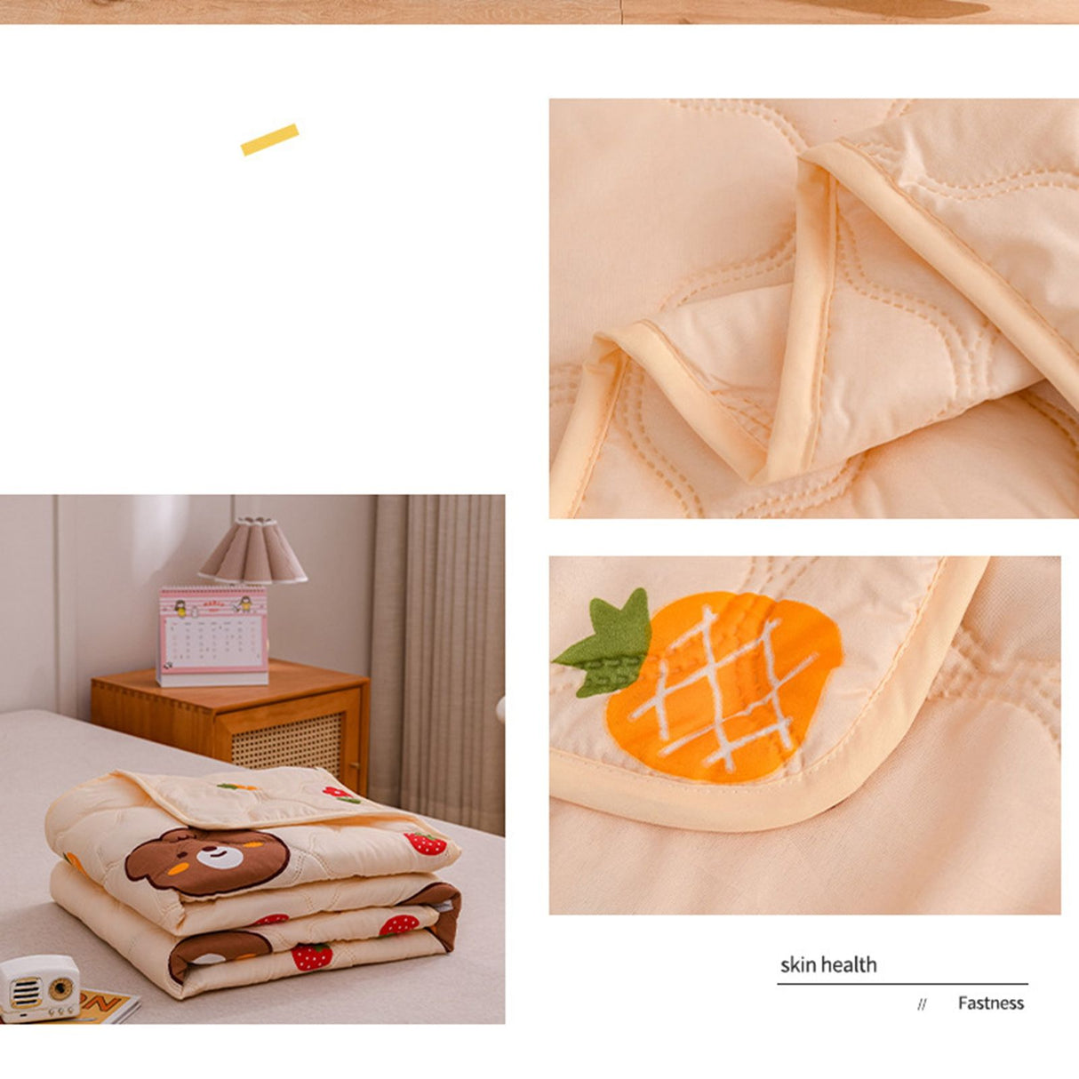 Cotton Quilt Washable Embroidery Ultrasonic Quilting Skin Friendly Cotton Comfortable Breathable Summer Quilt Bear 180x200cm