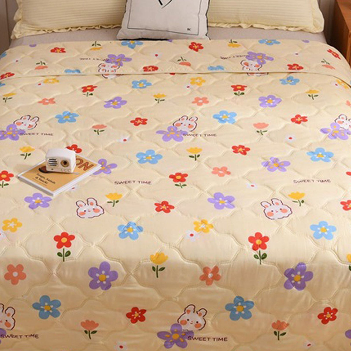 Cotton Quilt Washable Embroidery Ultrasonic Quilting Skin Friendly Cotton Comfortable Breathable Summer Quilt Flowers 180x200cm