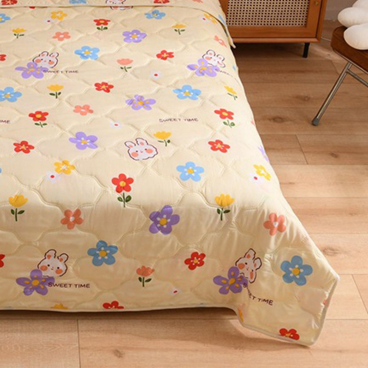 Cotton Quilt Washable Embroidery Ultrasonic Quilting Skin Friendly Cotton Comfortable Breathable Summer Quilt Flowers 180x200cm