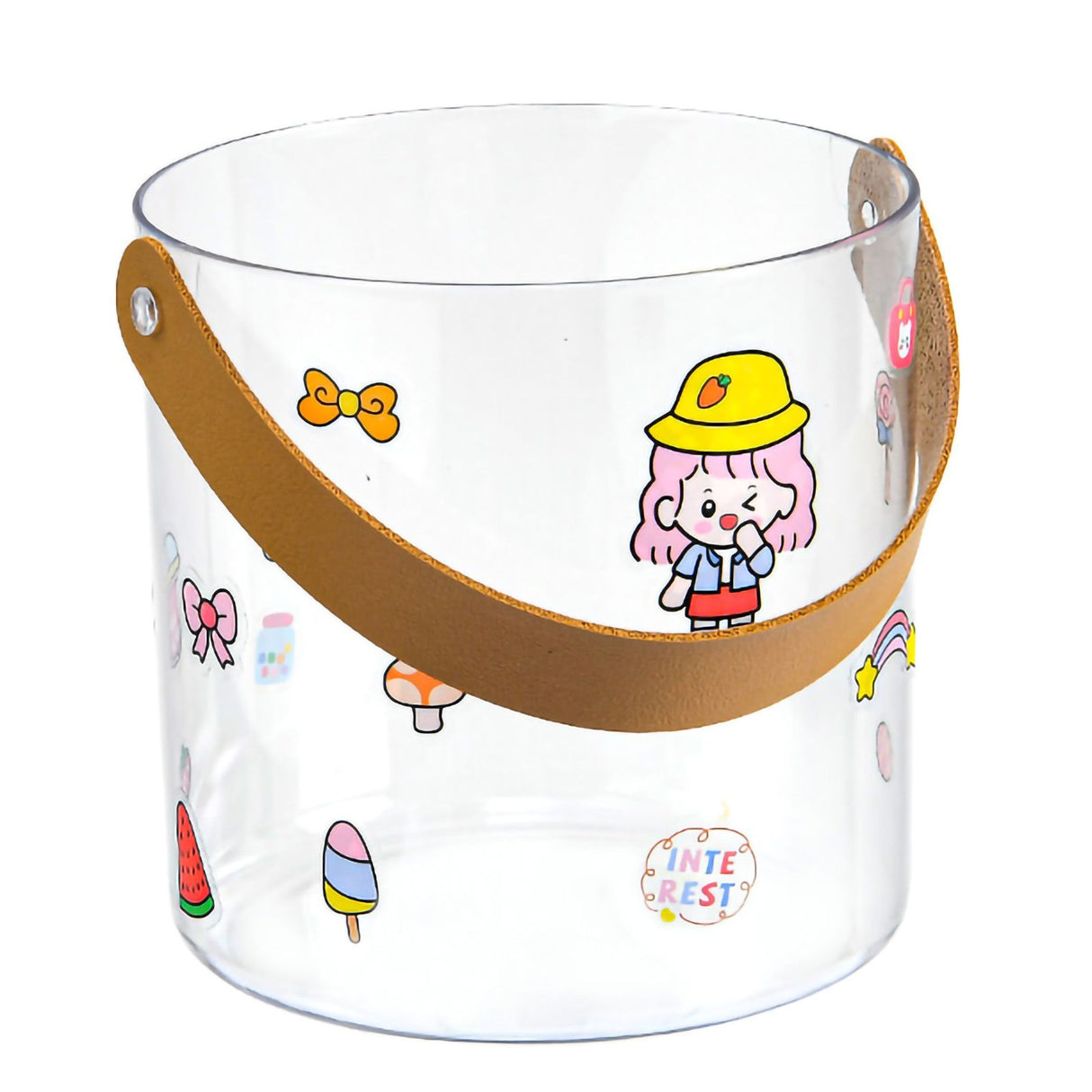 PET Small Ice Bucket Household Transparent Ice Wine Barrel Picnic Beer Drink Ice Bucket S 13x13cm/5.1x5.1in