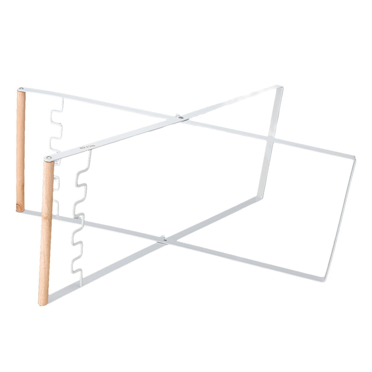 Trash Bag Holder Stand Rubber Wood Handle Iron Stand Flat Appearance Foldable Portable Garbage Bag Stand for Indoor Outdoor Use White