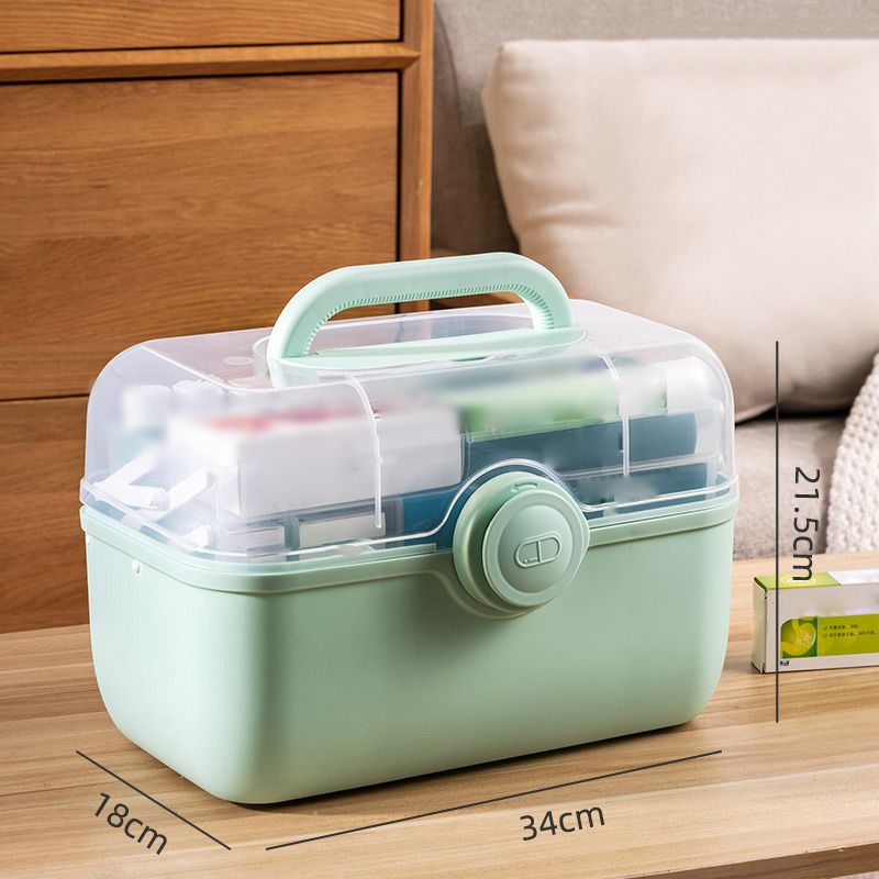 Medicine Storage Box Plastic Multi Layer Large Capacity Medicine Cabinet for Household Green (large)