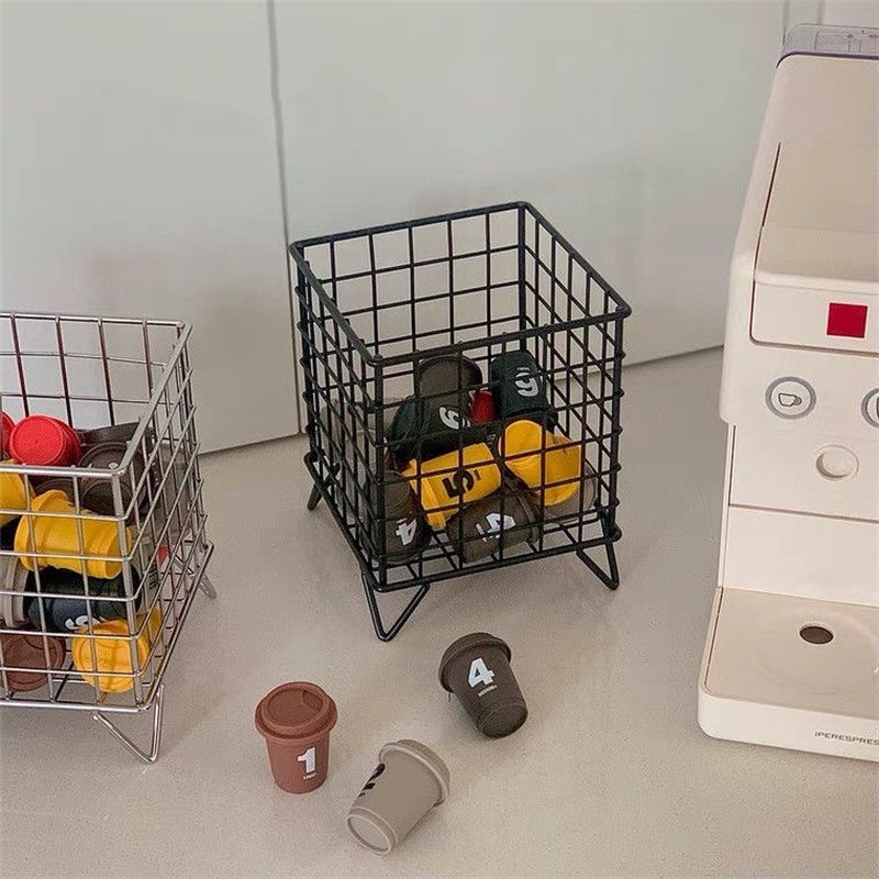 Storage Basket Stainless Steel Mesh Open Design Storage Container for Home Office Dorm Black