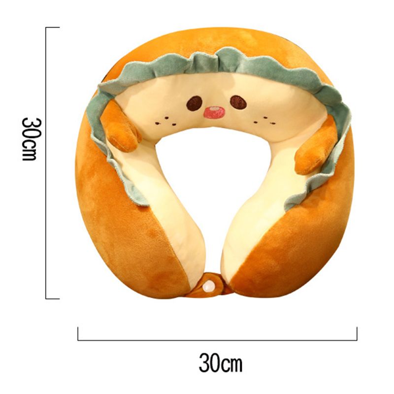 U Shaped Neck Pillow Portable Cute Head Pillow for Office Nap Travel Car Sleeping Lovely Bread