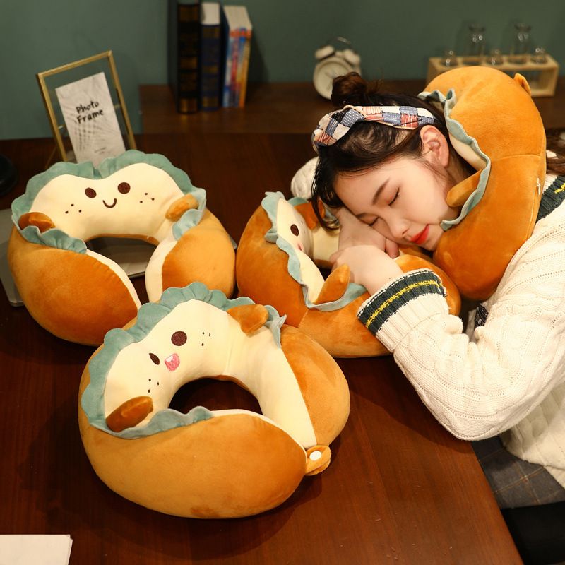 U Shaped Neck Pillow Portable Cute Head Pillow for Office Nap Travel Car Sleeping Lovely Bread