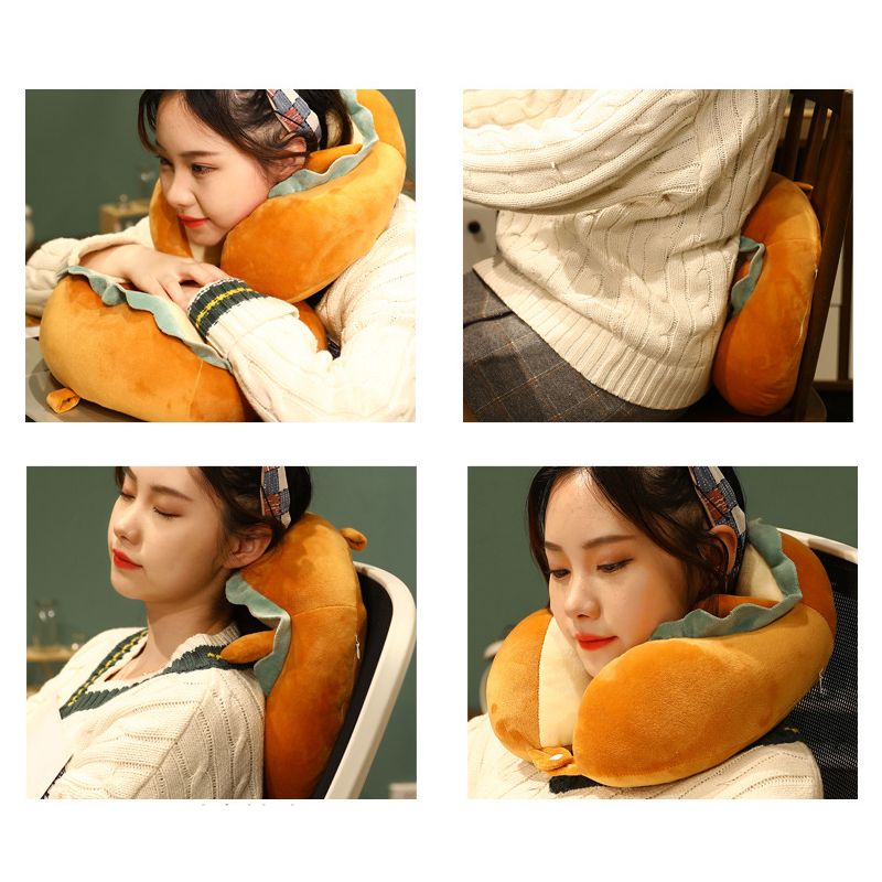 U Shaped Neck Pillow Portable Cute Head Pillow for Office Nap Travel Car Sleeping Lovely Bread