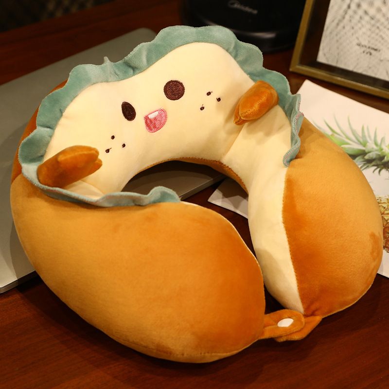 U Shaped Neck Pillow Portable Cute Head Pillow for Office Nap Travel Car Sleeping Lovely Bread