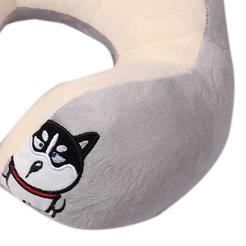 U Shaped Neck Pillow Portable Cute Head Pillow for Office Nap Travel Car Sleeping Double Embroidery Dog