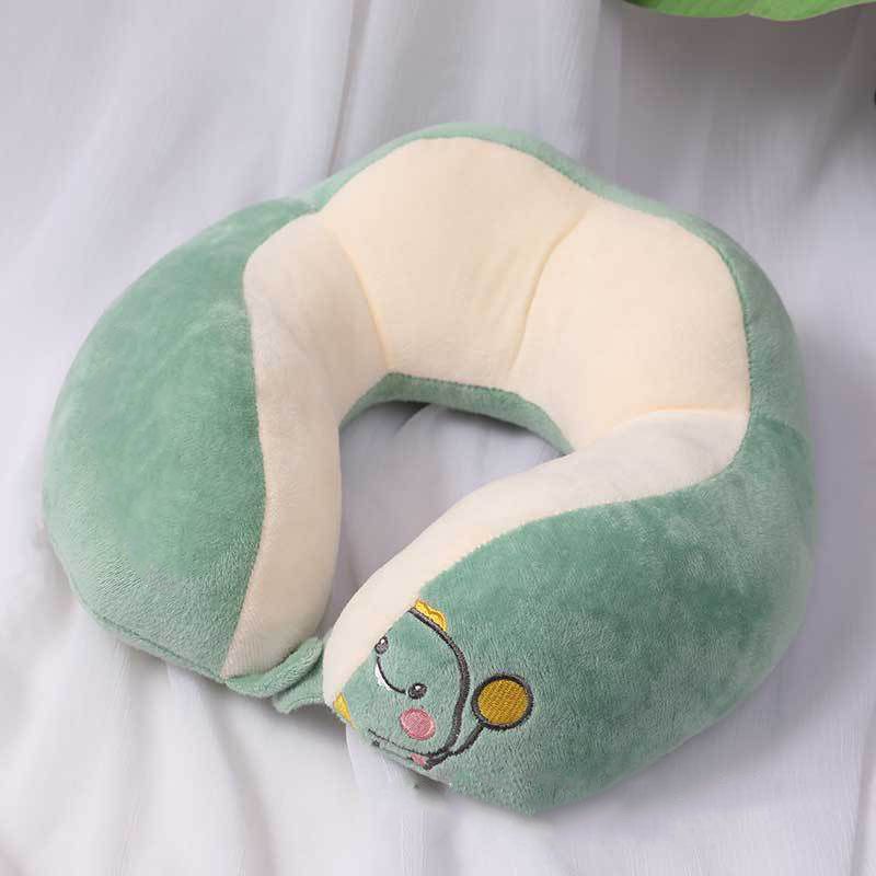 U Shaped Neck Pillow Portable Cute Head Pillow for Office Nap Travel Car Sleeping Double Embroidery Dinosaur
