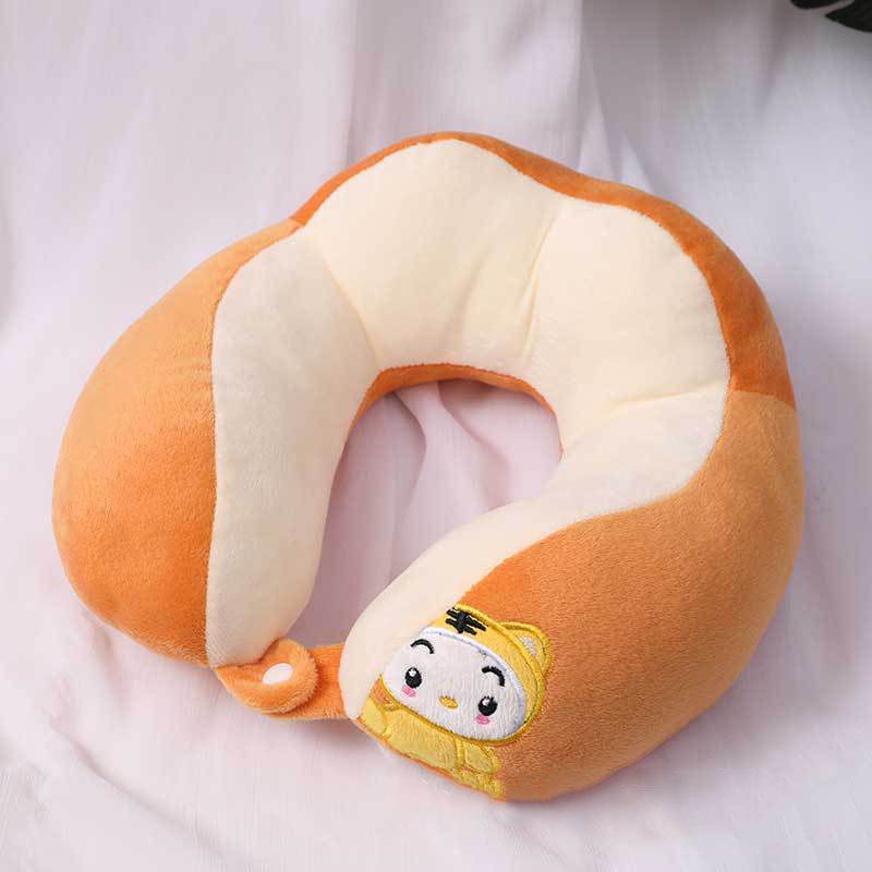 U Shaped Neck Pillow Portable Cute Head Pillow for Office Nap Travel Car Sleeping Double Embroidery Tiger