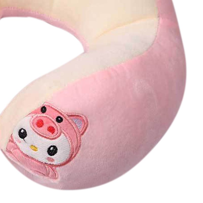 U Shaped Neck Pillow Portable Cute Head Pillow for Office Nap Travel Car Sleeping Double Embroidery Pig