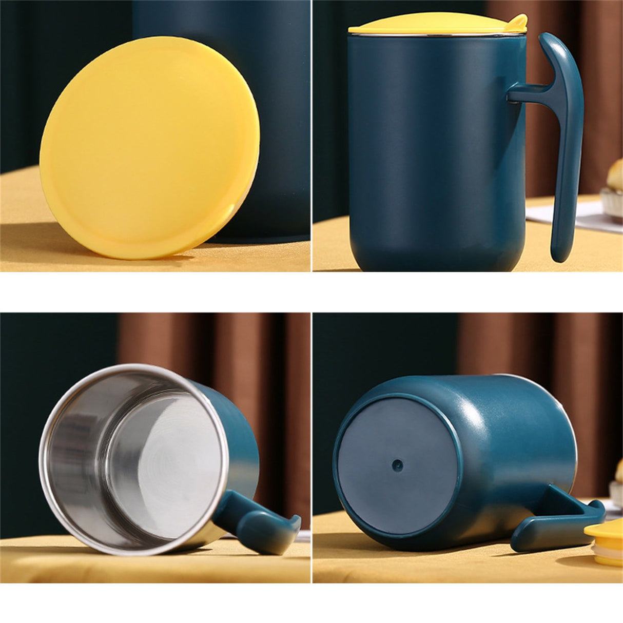 550ml Stainless Steel Double Walled Mugs Leakproof Prevent Scalding Frosted Insulated Coffee Mugs for Home Cafe Office Dark Green 550ml