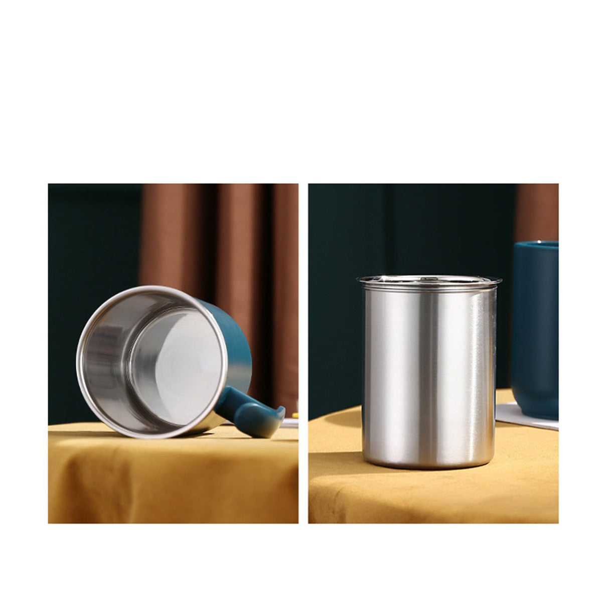 550ml Stainless Steel Double Walled Mugs Leakproof Prevent Scalding Frosted Insulated Coffee Mugs for Home Cafe Office Dark Green 550ml