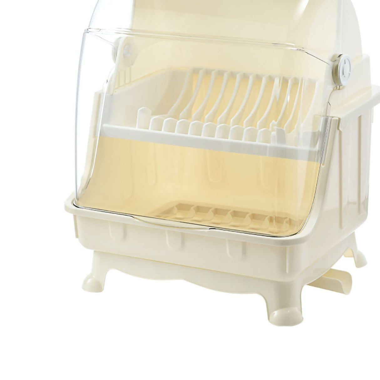 Cutlery Dish Drainer Rack with Lid Cover Multifunctional Kitchen Tableware Storage Box Beige