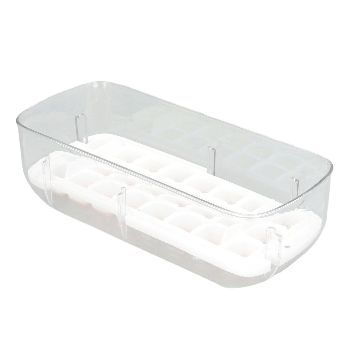 Silicone Ice Cube Mold BPA Free Square Ice Tray Storage Box with Lid for Household Pink