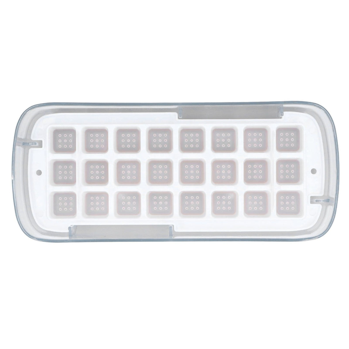 Silicone Ice Cube Mold BPA Free Square Ice Tray Storage Box with Lid for Household Pink
