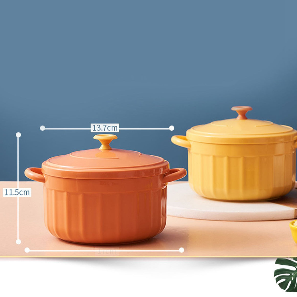 Noodles Bowl with Lid Binaural Noodles Bowl Home Dorm Student Covered Bowl Large Orange