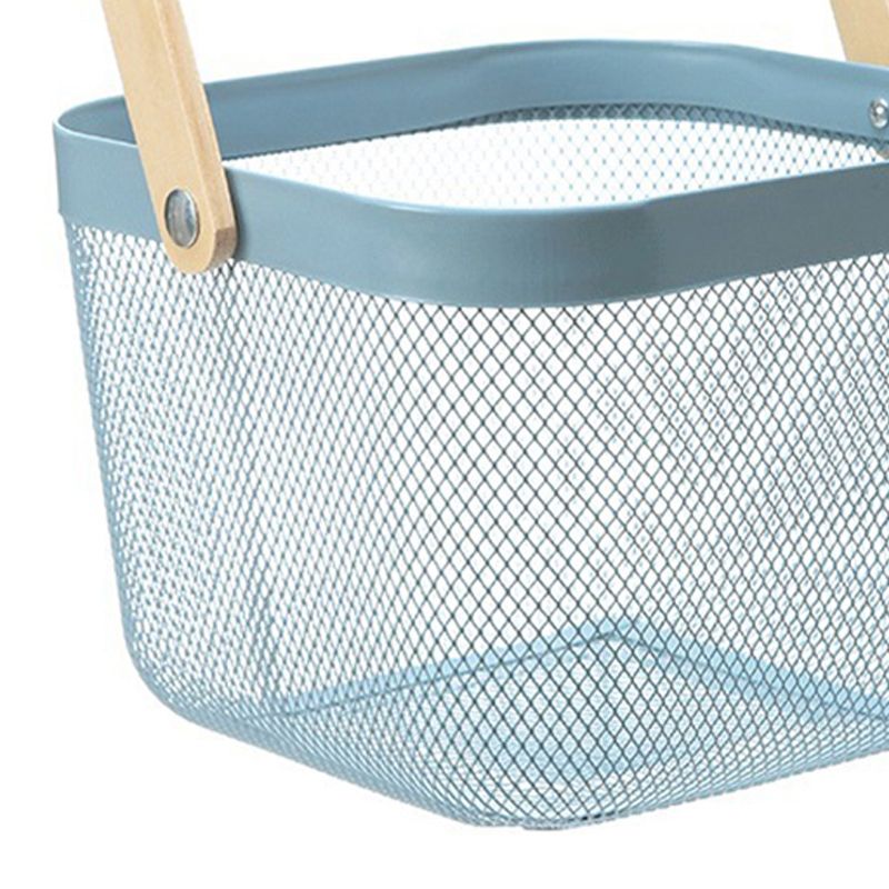 Fruit Colander Metal Material Comfortable Portable Handle Wear Resistant Practical Vegetable Drain Basket for Kitchen Blue