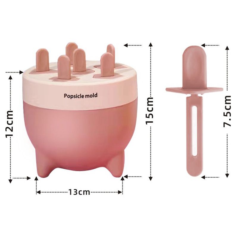Popsicles Mold 6 Cavities Detachable Design Safe Healthy Material Durable PP Mini Popsicle Mold Pink