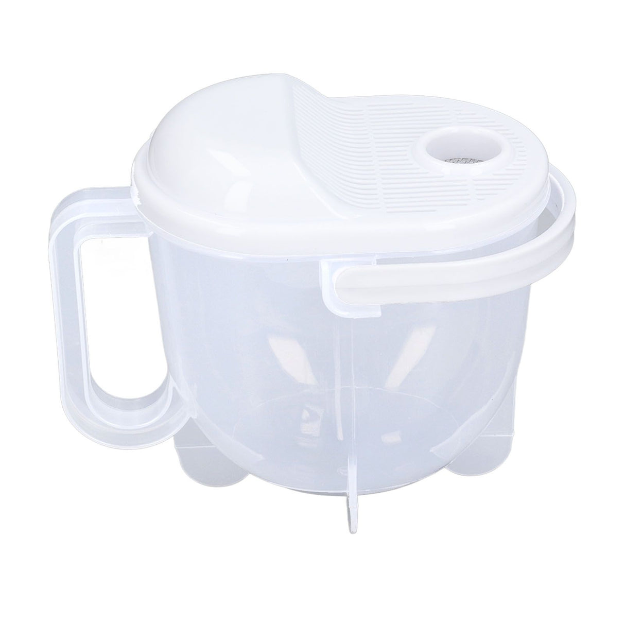 Rice Washing Bowl Water Flush Type ABS Clear Scale Fine Strainer Auxiliary Handle Rice Cleaning Basket for Kitchen