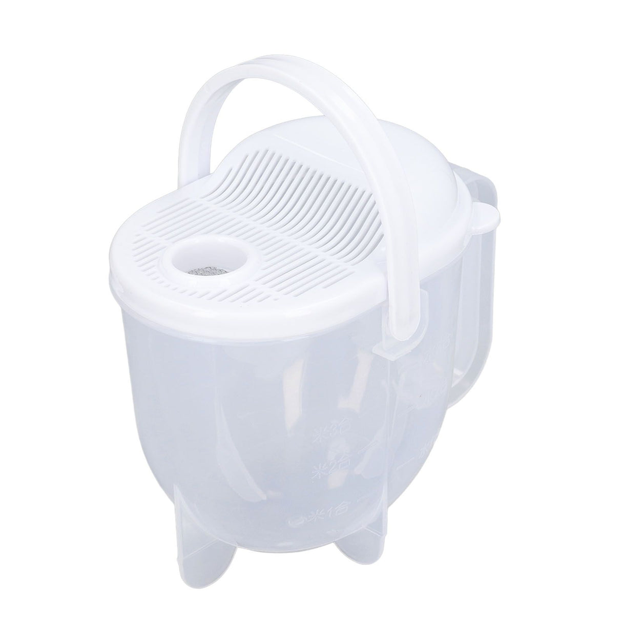 Rice Washing Bowl Water Flush Type ABS Clear Scale Fine Strainer Auxiliary Handle Rice Cleaning Basket for Kitchen