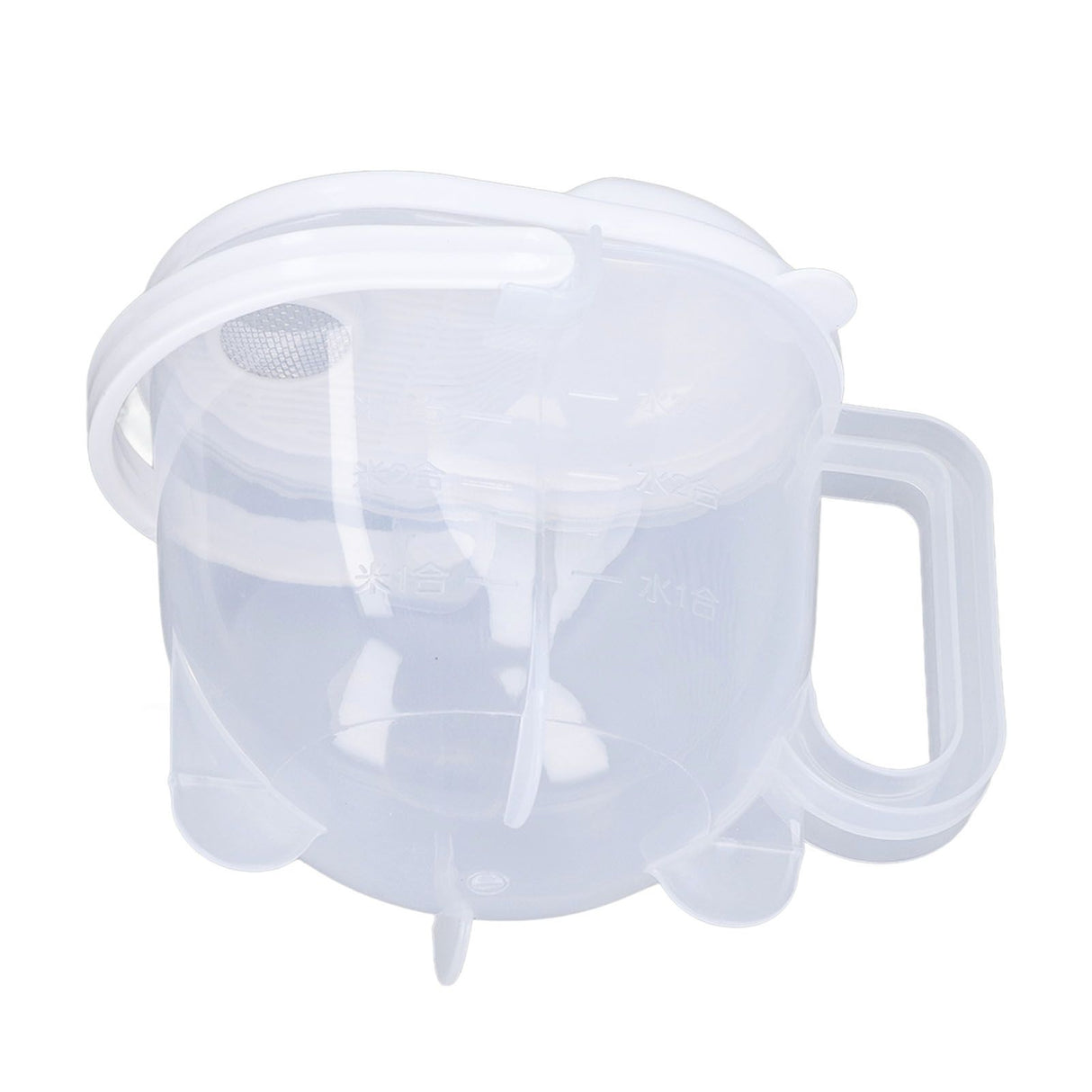 Rice Washing Bowl Water Flush Type ABS Clear Scale Fine Strainer Auxiliary Handle Rice Cleaning Basket for Kitchen