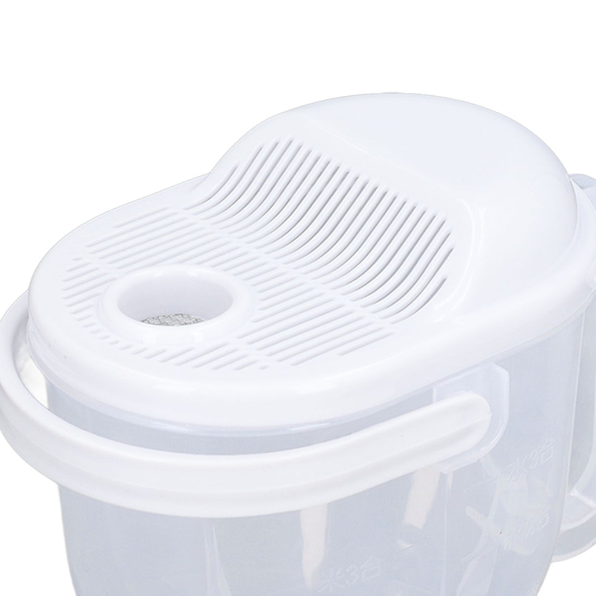 Rice Washing Bowl Water Flush Type ABS Clear Scale Fine Strainer Auxiliary Handle Rice Cleaning Basket for Kitchen