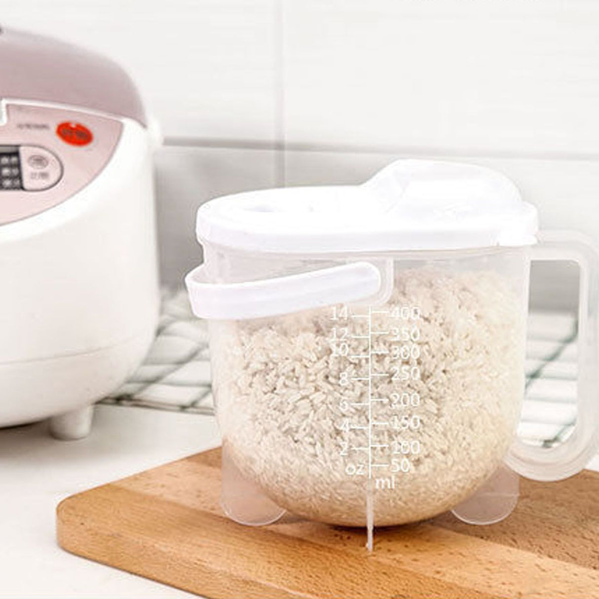 Rice Washing Bowl Water Flush Type ABS Clear Scale Fine Strainer Auxiliary Handle Rice Cleaning Basket for Kitchen