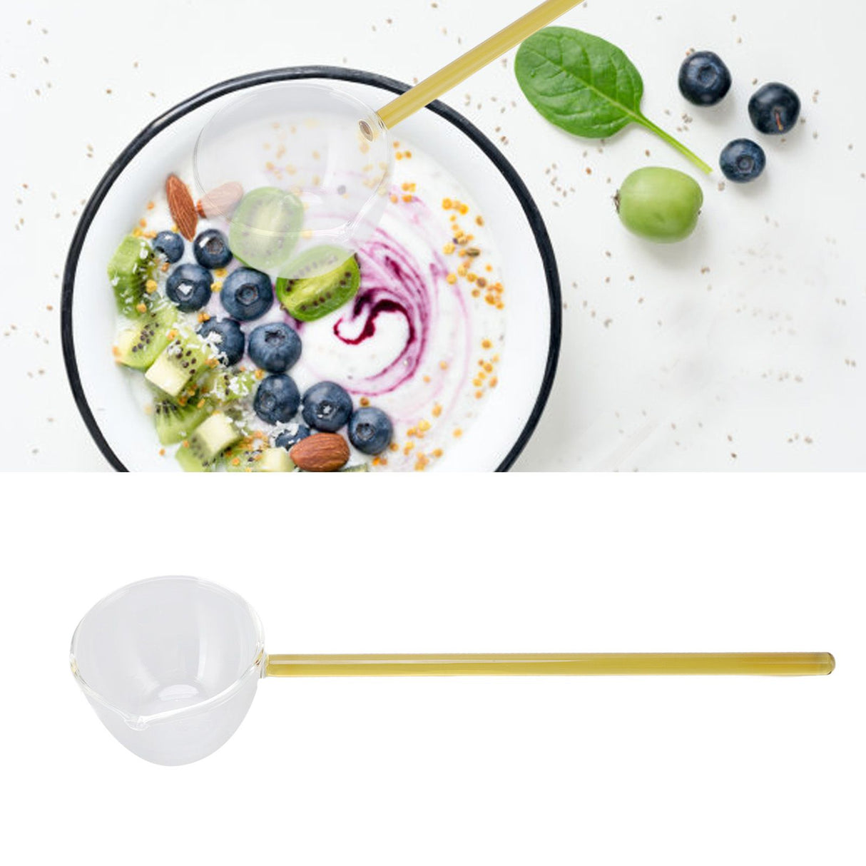 Glass Stirring Spoon High Temperature Resistance Simple 100ML Mixing Spoon Coffee Tea Spoon for Restaurants Home Yellow