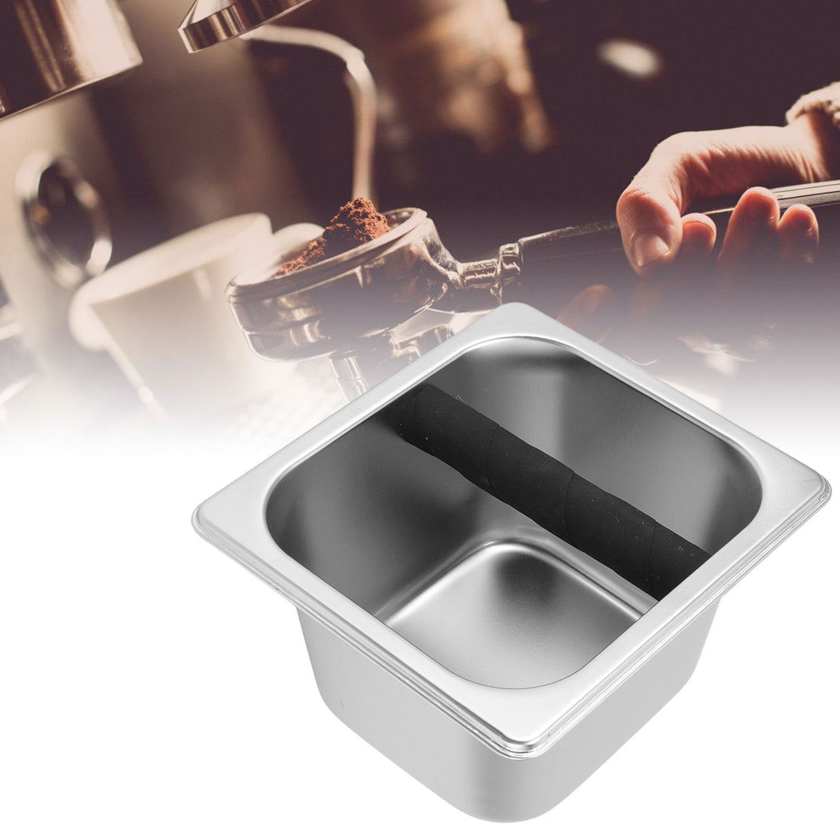 Stainless Steel Coffee Knock Box Coffee Grounds Container Box for Kitchen Canteen Western Restaurant Bar