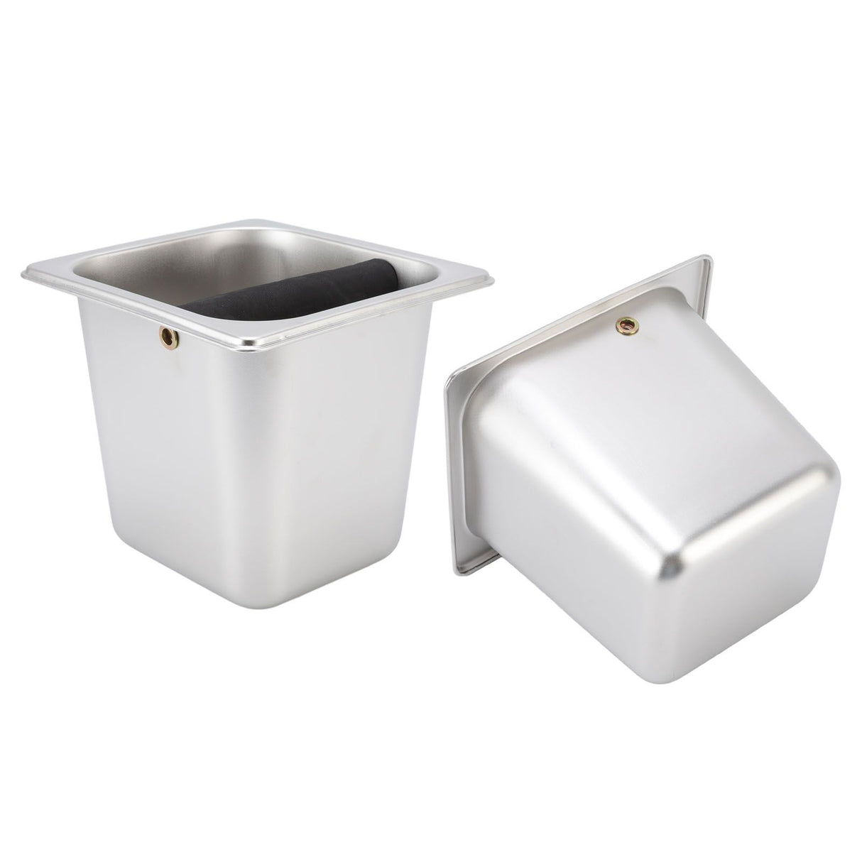 Stainless Steel Coffee Knocking Grounds Box with Rubber Rod Embeddable Coffee Dump Bin for Home Restaurant