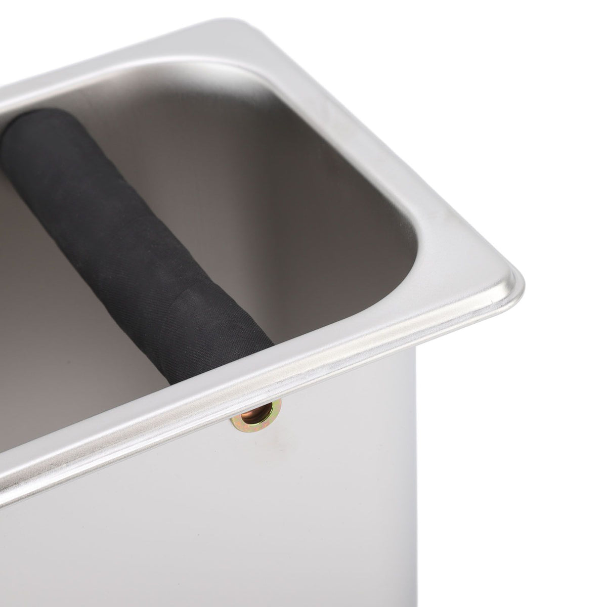Stainless Steel Coffee Knocking Grounds Box with Rubber Rod Embeddable Coffee Dump Bin for Home Restaurant
