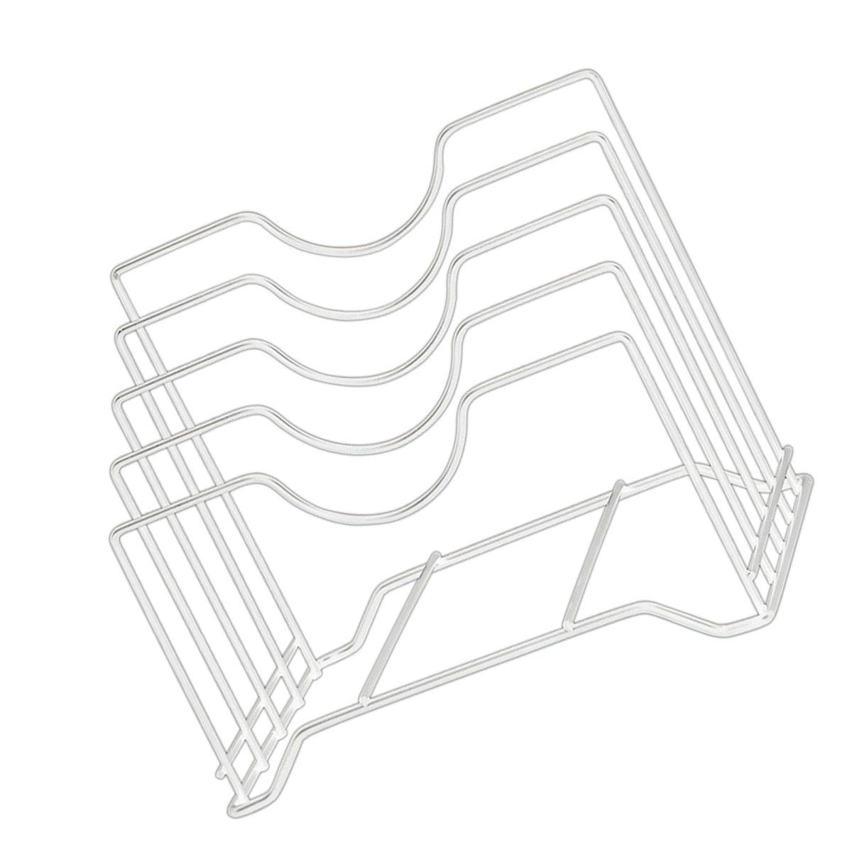 Chopping Board Storage Rack Iron 4 Slots Integrated Pot Lid Holder for Kitchen Countertop White