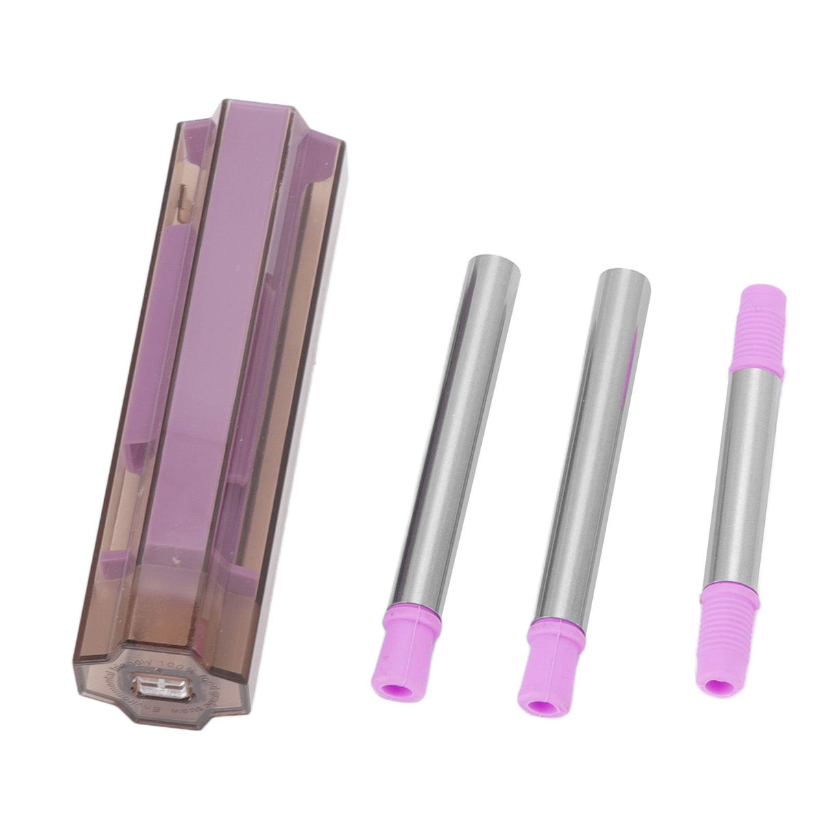 Collapsible Straw Stainless Steel Portable Easy to Clean Foldable Straw with Cleaning Brush for Home Office Outdoor Purple