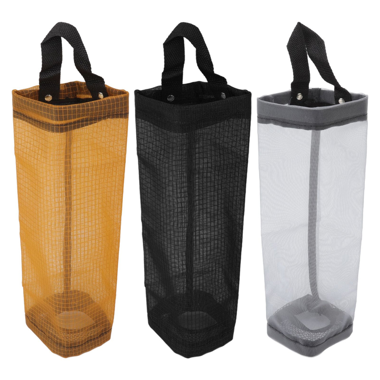 Grocery Bag Holder Large Capacity Durable Polyester Transparent Space Saving Trash Bag Holder for Home Kitchen Yellow