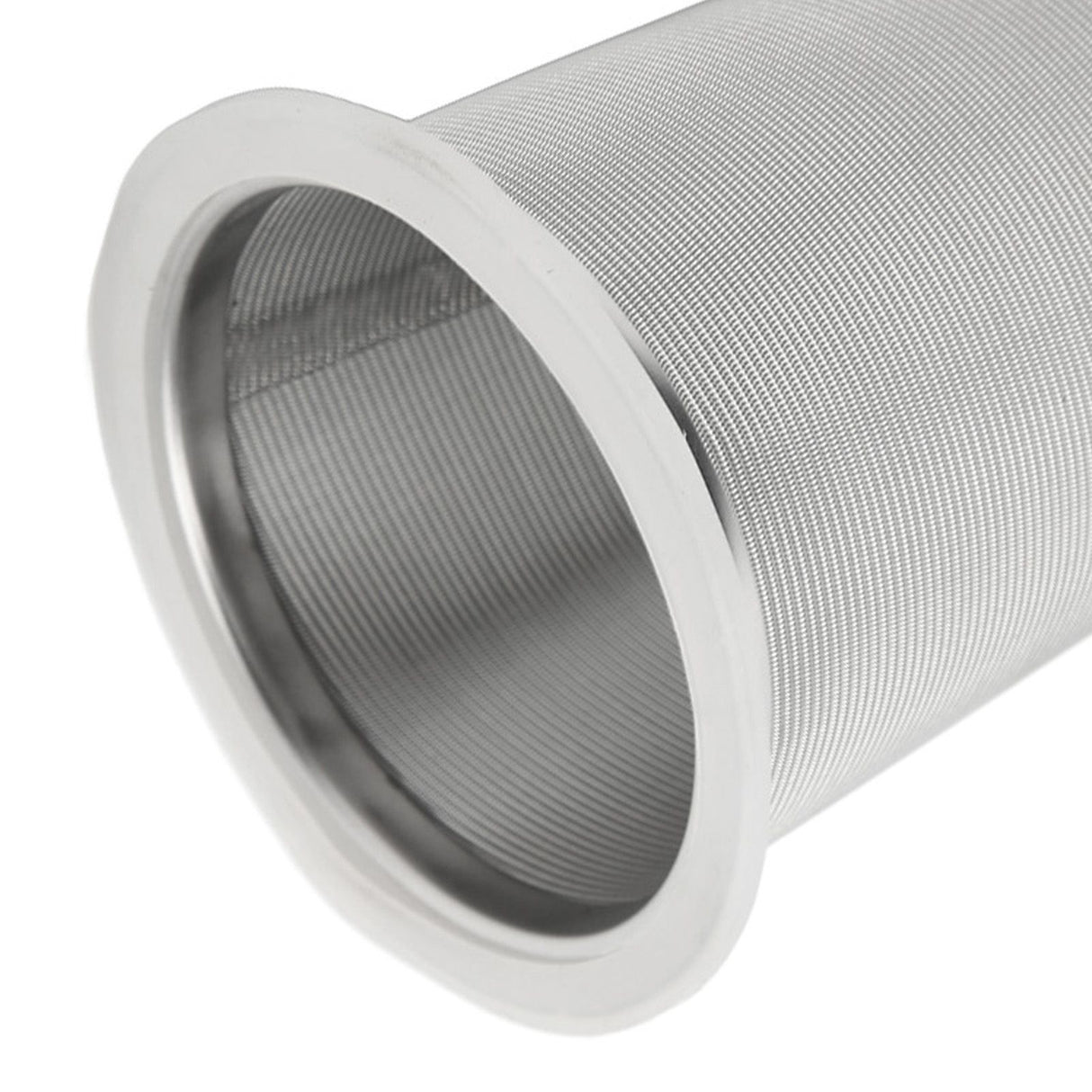 304 Stainless Steel Cold Brew Coffee Filter Cone Mesh with White Rubber Circle Coffee Brew Infuser for Fruit Drink 8x21cm/3.1x8.2in
