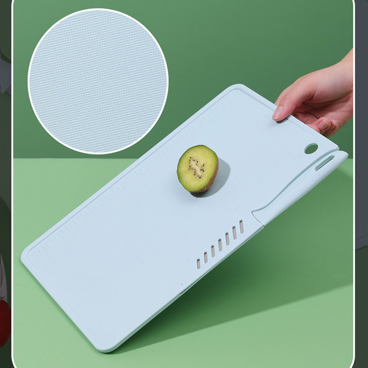 Plastic Utility Cutting Board Safe Multifunctional Portable Fruit Chopping Board With Knife Hanging Hole for Kitchen Blue