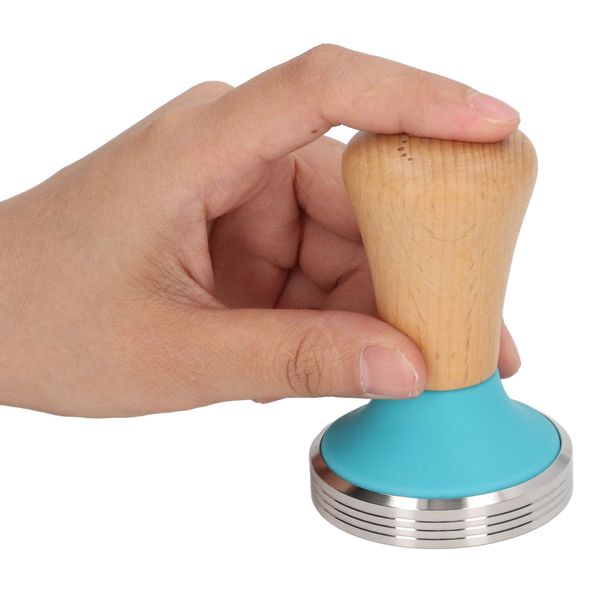 Wooden Coffee Tamper Food Grade Rustproof Easy To Clean Heavy Duty Coffee Tamper with Ergonomic Handle for Baristas Blue 51mm/2.0in