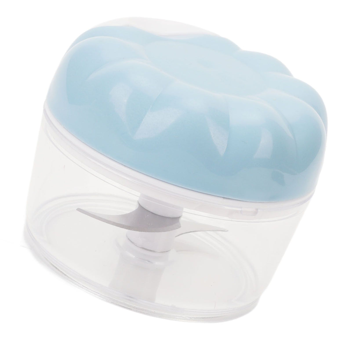 Garlic Chopper Manual Mini Safe Multipurpose Transparent Garlic Mincer with Drawstring for Kitchen Blue