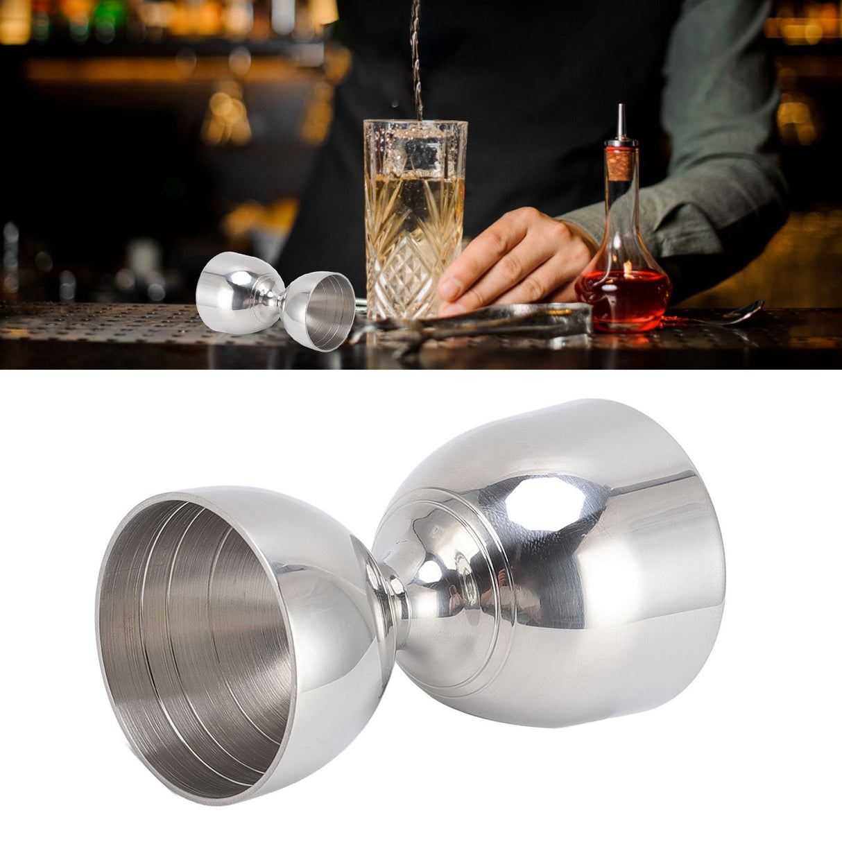 Cocktail Jigger 30/60ml Stainless Steel Durable High Accuracy Wide Opening Shot Measure Jigger for Cocktail Liquor 30/60ml Classic Silver