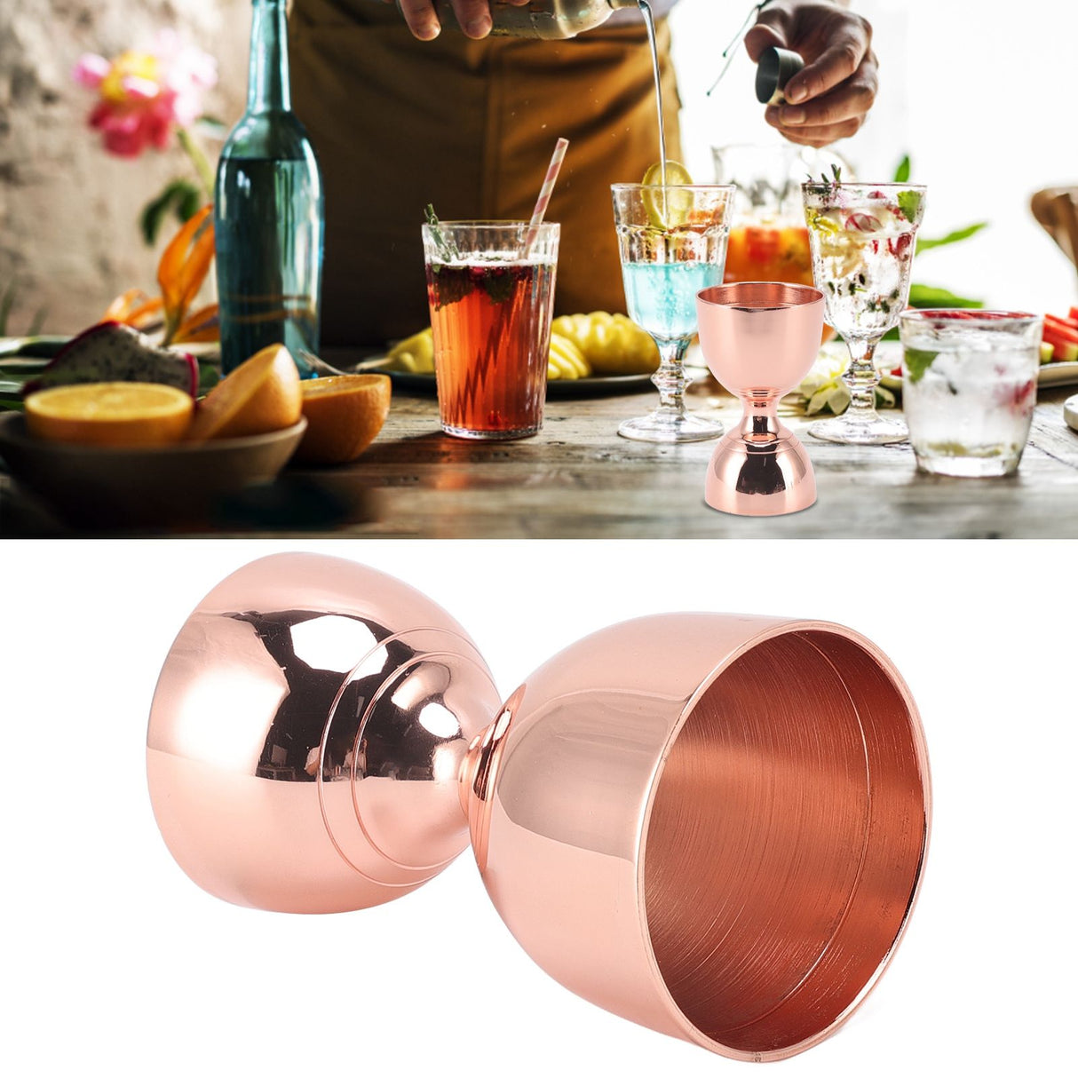 Cocktail Jigger 30/60ml Stainless Steel Durable High Accuracy Wide Opening Shot Measure Jigger for Cocktail Liquor 30/60ml Rose Gold