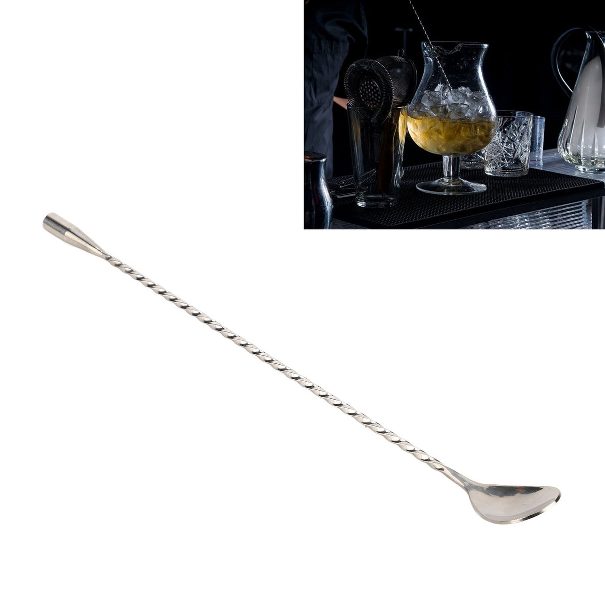 Cocktail Drink Swizzle Stick Fine Thread Stainless Steel Drink Stirrers with Long Handle for Home Bar Restaurant