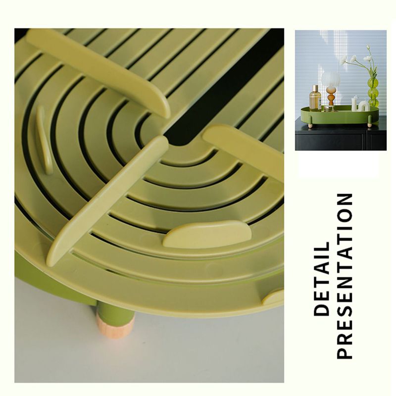 Tea Tray Simple Double Layer Pure Color Uniform Draining Holes Detachable Design Plastic Tea Tray Serving Green