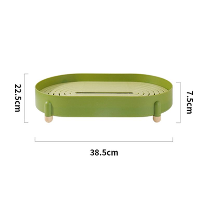 Tea Tray Simple Double Layer Pure Color Uniform Draining Holes Detachable Design Plastic Tea Tray Serving Green
