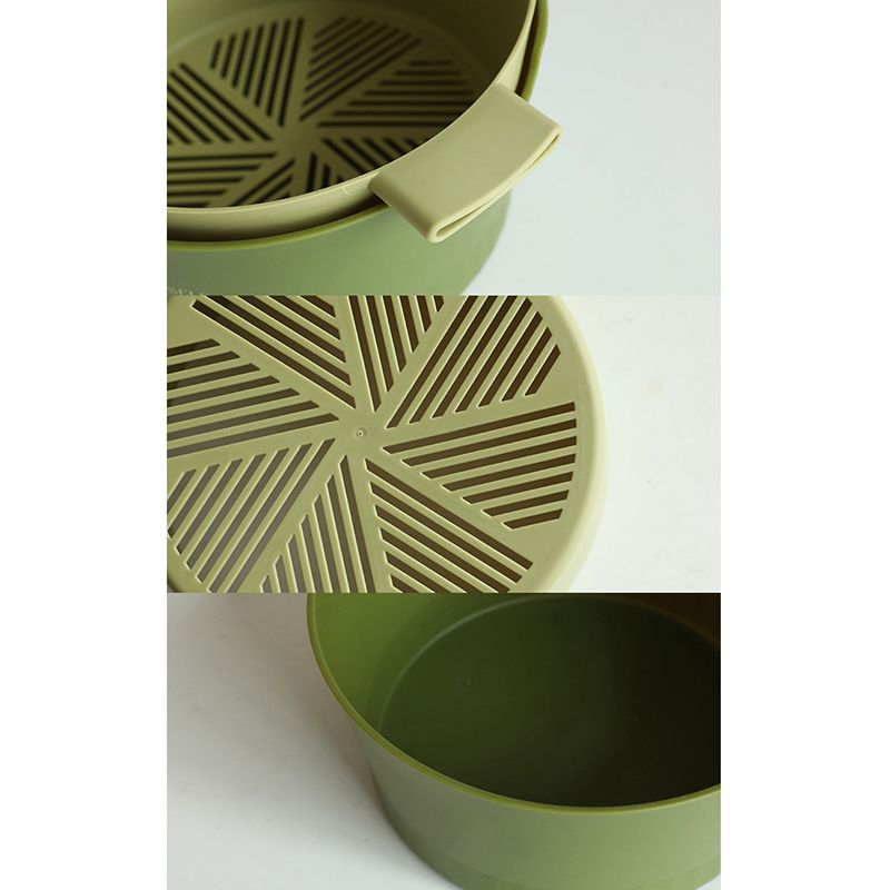 Drain Colander Double Layer Detachable Increased Deepened Capacity Plastic Colander Strainer Set for Kitchen Green Small